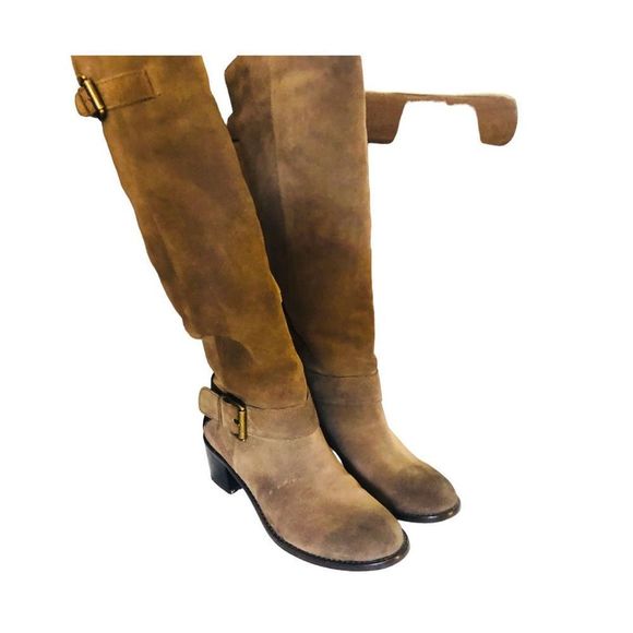 INC International Concepts Tall BrownSuede Boots with Buckle and Leather Back Si - Picture 8 of 15